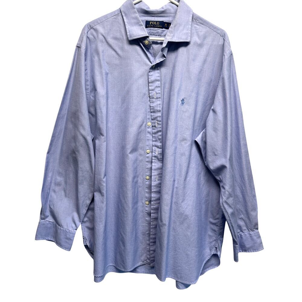 Mens Polo Ralph Lauren Blue Long Sleeve‎ Button Down Oxford Shirt Size 18-34/35